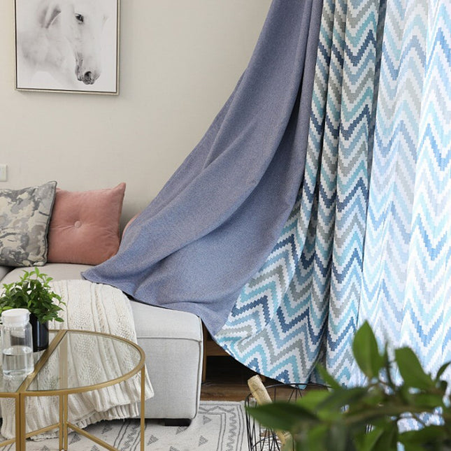 Pimennysverho modernilla chevron-kuviolla