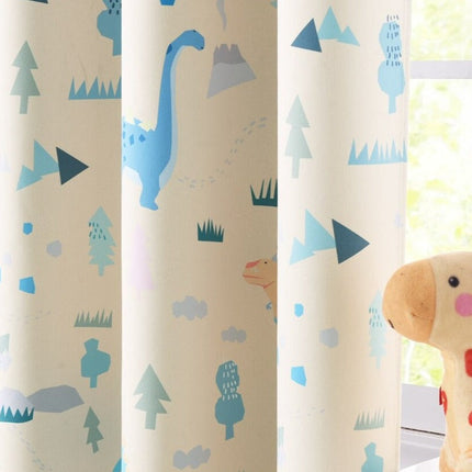 Beige lasten pimennysverho dinosauruksilla