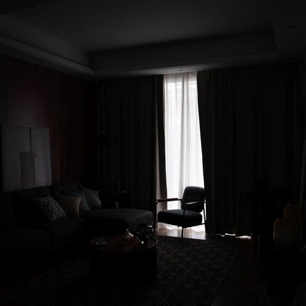 Vaaleansininen kankainen pimennysverho