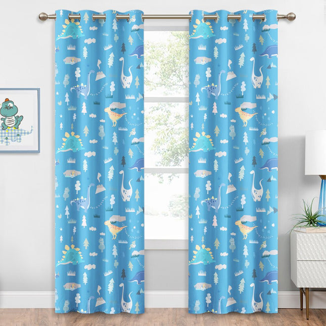 Sininen dinosaurus pimennysverho lastenhuoneeseen