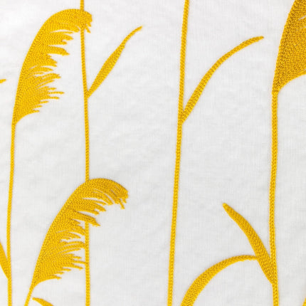 Valoverho kirjaillulla heinäkuviolla