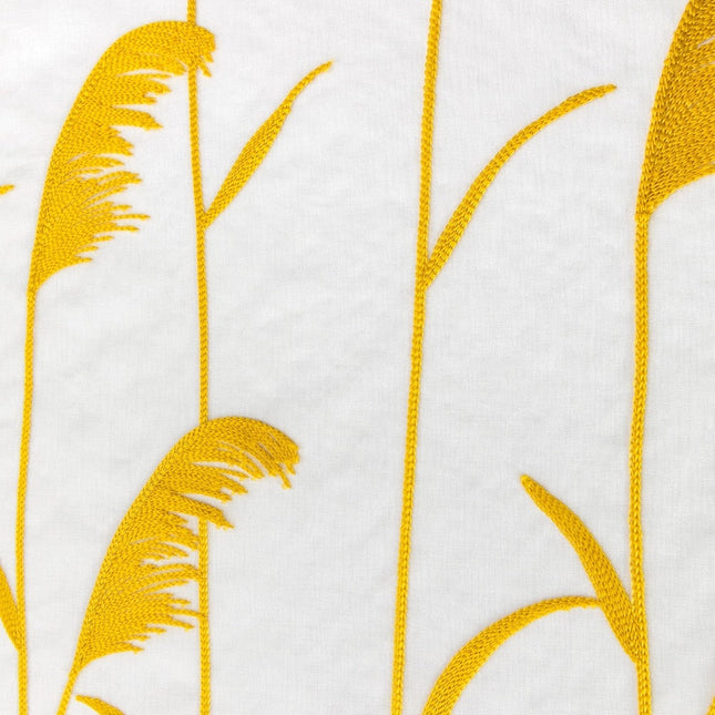 Valoverho kirjaillulla heinäkuviolla