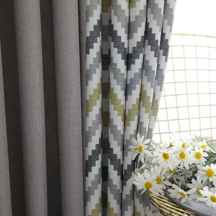 Pimennysverho modernilla chevron-kuviolla