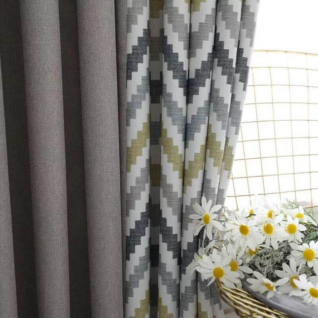 Pimennysverho modernilla chevron-kuviolla