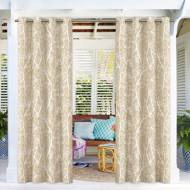 Säänkestävä ulkoverho sinisellä oksakuviolla