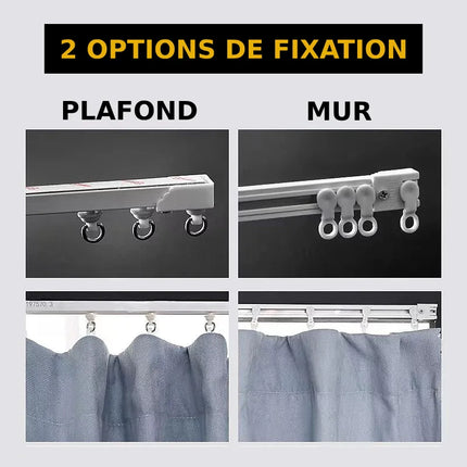 Itseliimautuva verhokisko ilman poraamista