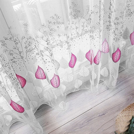 Harmaa-violetti lehtikuvioinen valoverho