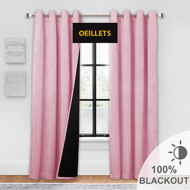 Puuteriroosa samettinen pimennysverho