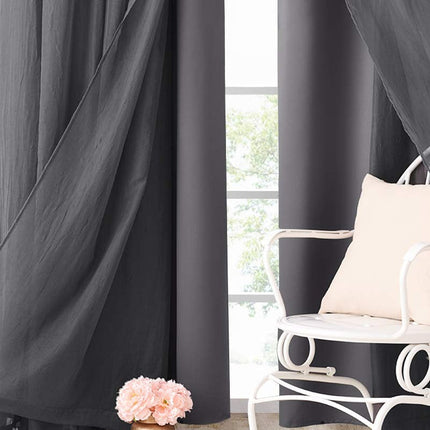 Kaksikerroksinen pimennysverho integroidulla valoverholla