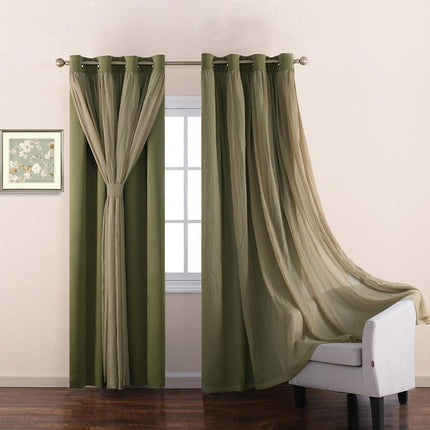 Kaksikerroksinen pimennysverho integroidulla valoverholla