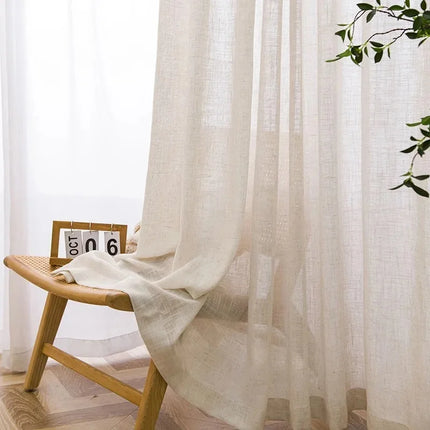 Luonnonläheinen beige pellavatyylinen valoverho