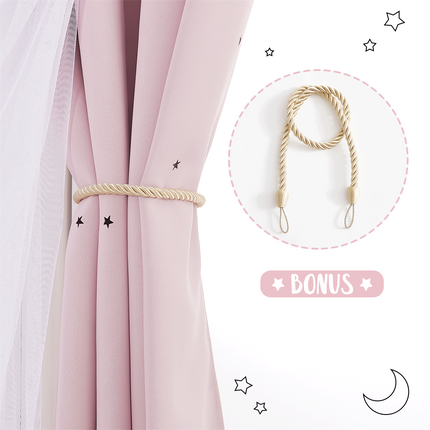 Vaaleanpunainen kerrosverho tytön huoneeseen