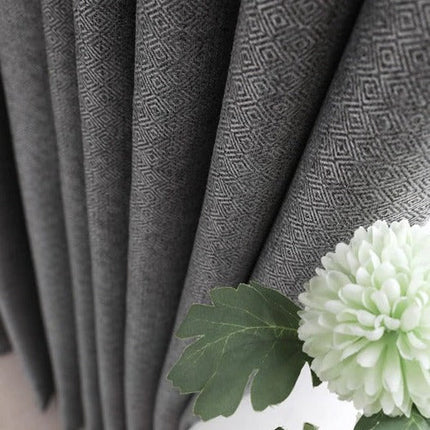 Harmaa jacquard-kuvioinen pimennysverho