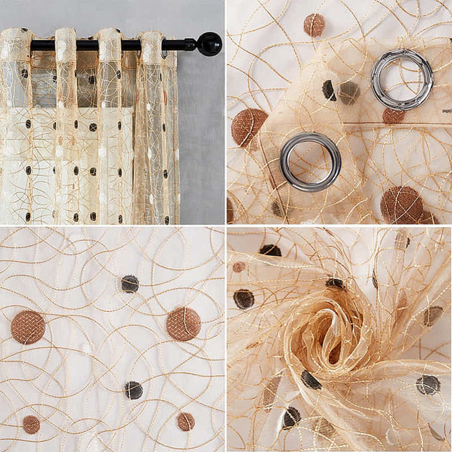 Ruskea kuviollinen valoverho luontoaiheella