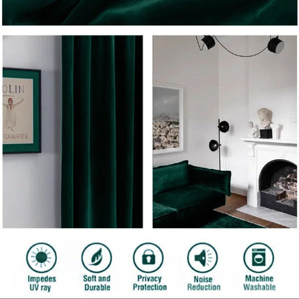 Smaragdinvihreä samettinen pimennysverho