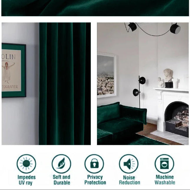 Smaragdinvihreä samettinen pimennysverho