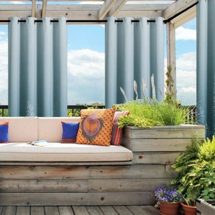 Vihreä kuviollinen terassiverho ulkokäyttöön