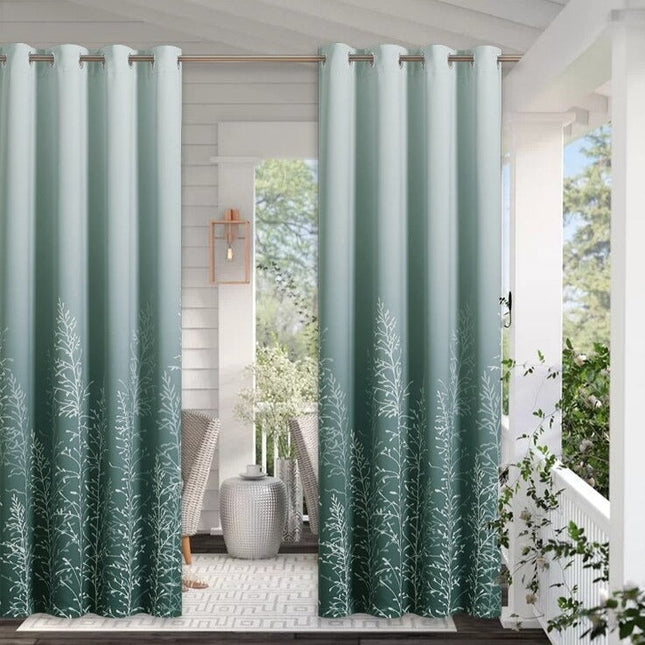 Vihreä kuviollinen terassiverho ulkokäyttöön