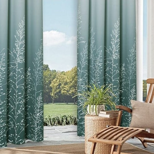 Vihreä kuviollinen terassiverho ulkokäyttöön