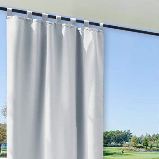 Valkoinen säänkestävä ulkoverho lenkeillä