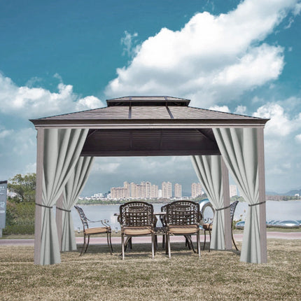 Yksityisyyttä suojaava ulkoverho huvimajaan