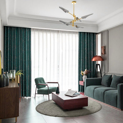 Skandinaavinen pimennysverho geometrisellä kuviolla