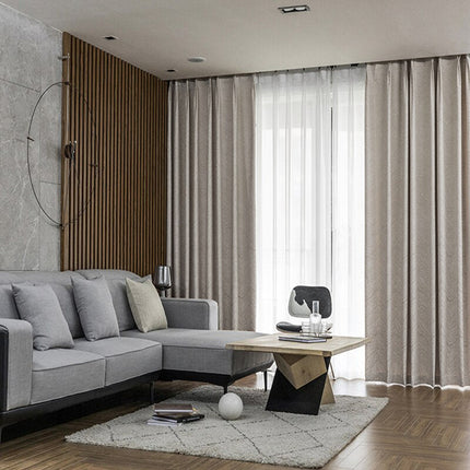 Harmaa moderni pimennysverho aaltokuviolla