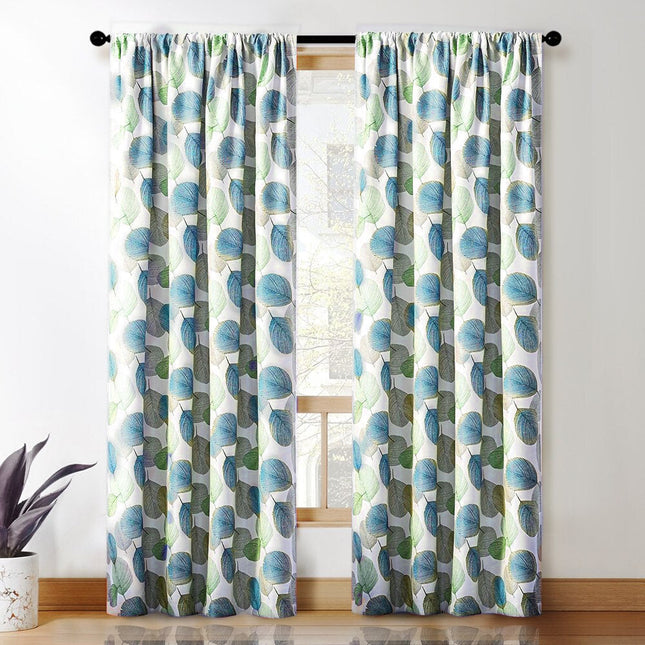 Vihreä lehtikuvioinen pimennysverho