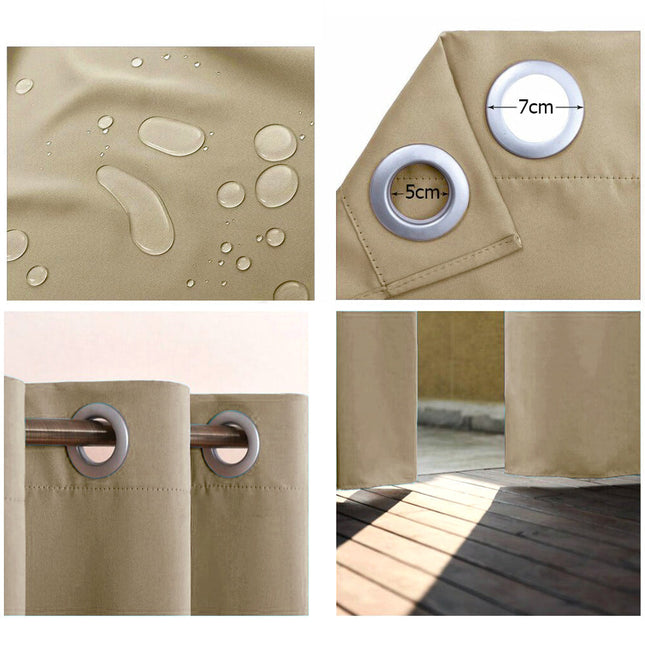 Beige vedenpitävä verho verannalle