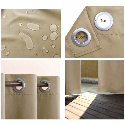 Beige vedenpitävä verho verannalle