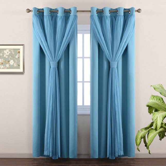 Kerroksellinen pimennysverho ohuella etuverholla