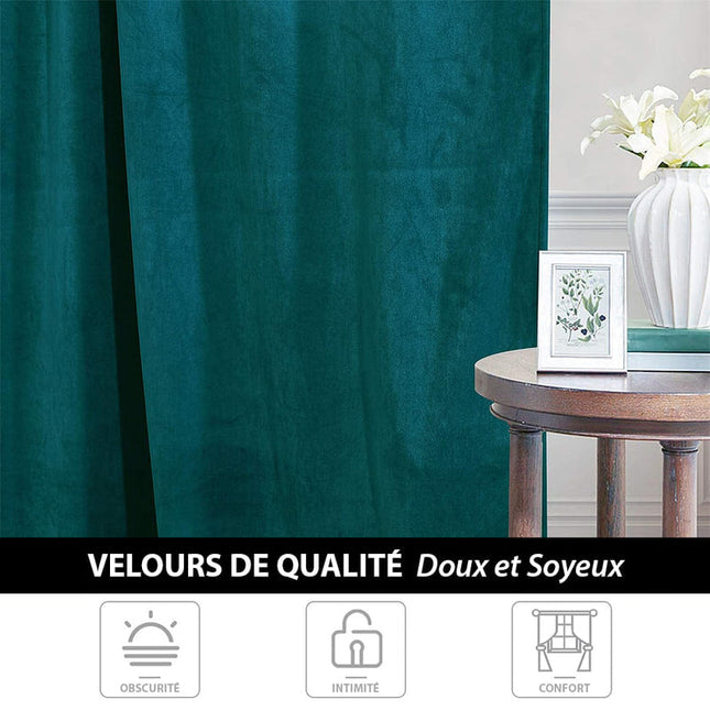 Sinivihreä ylellinen samettinen lämpöverho