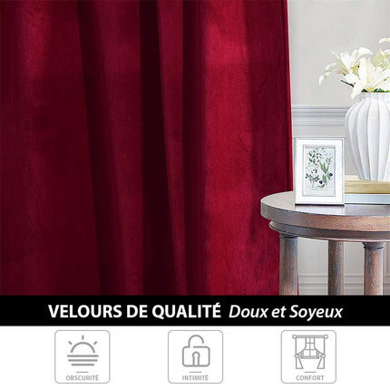 Lämpöä eristävä viininpunainen samettiverho