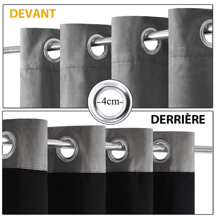 Tummanharmaa samettinen pimennysverho sirkkarenkailla