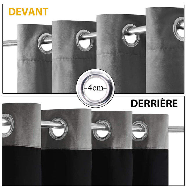 Tummanharmaa samettinen pimennysverho sirkkarenkailla