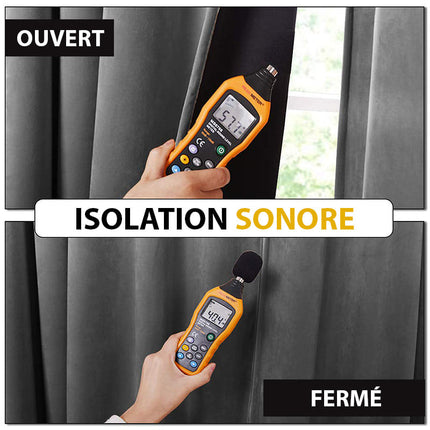 Tummanharmaa samettinen pimennysverho sirkkarenkailla