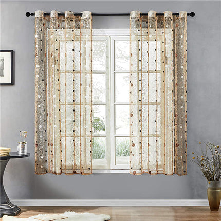 Ruskea kuviollinen valoverho luontoaiheella