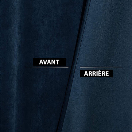 Yönsininen samettiverho olohuoneen sisustukseen