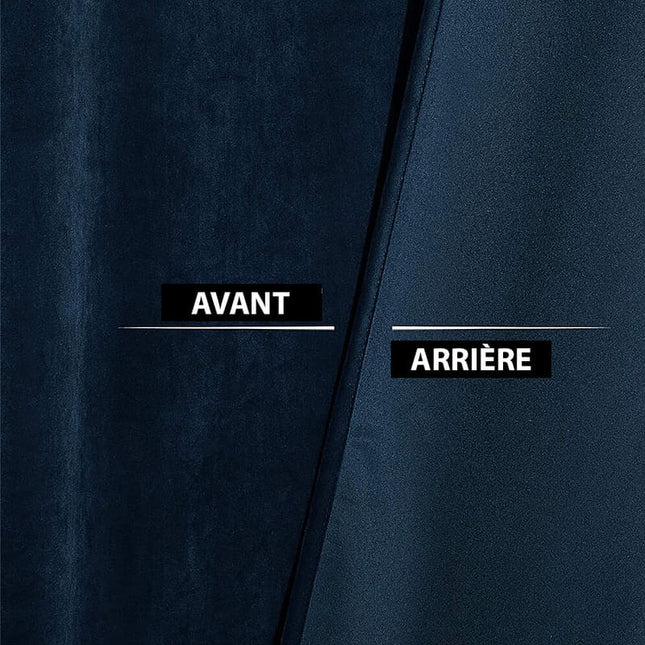 Yönsininen samettiverho olohuoneen sisustukseen