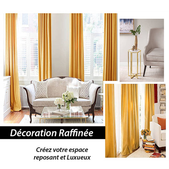 Kultainen ylellinen samettinen lämpöverho