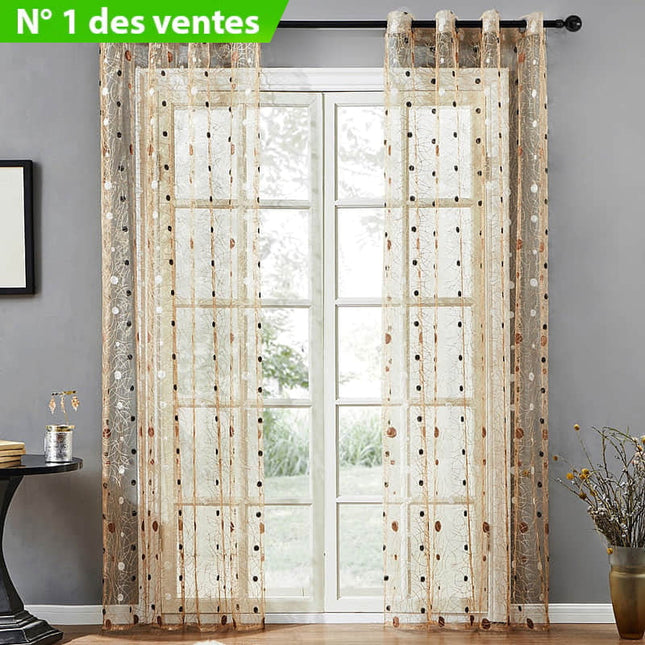 Ruskea kuviollinen valoverho luontoaiheella